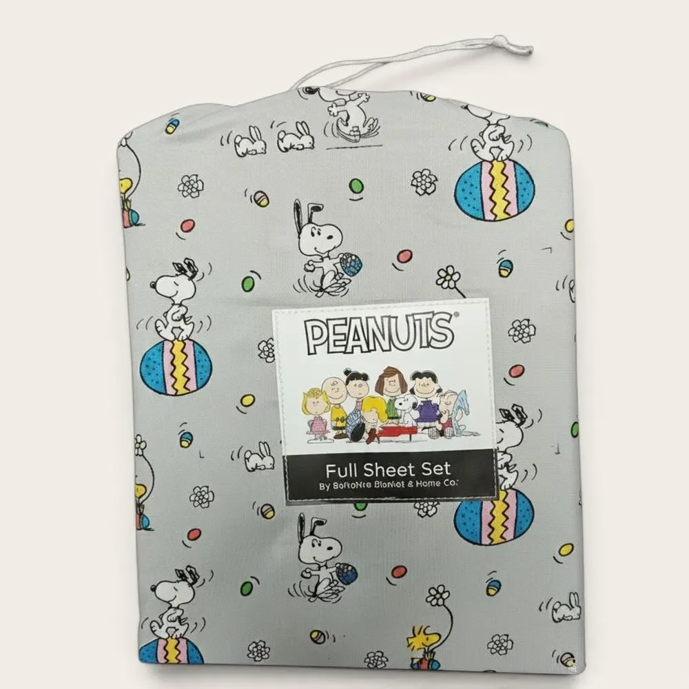 Berkshire Blanket & Home Co. Peanuts Full Sheet Set Pillowcase Flat Fitted Sheet